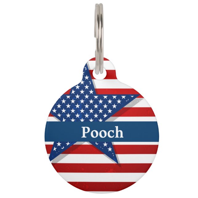 Custom Name Patriotic Pet Tag (Front)
