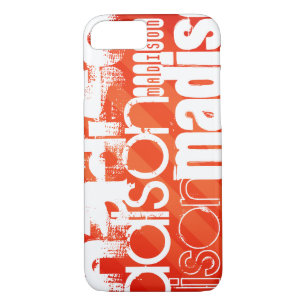 Custom Name Pattern on Neon Orange Stripes iPhone 8/7 Case