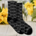 Custom Name Pattern Personalized Socks<br><div class="desc">Add a name and easily create your personalized socks. Click CUSTOMIZE to change the background color or text color. You can TRANSFER this DESIGN on other Zazzle products and adjust it to fit most of the Zazzle items. You can also click CUSTOMIZE FURTHER to add, delete or change details like...</div>