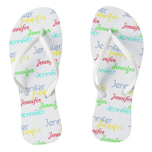Custom name pattern Slim Straps Flip Flops
