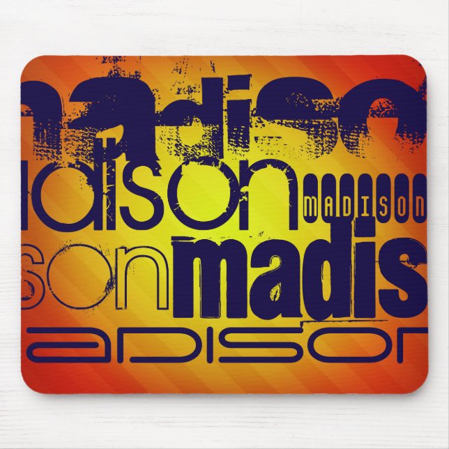 Custom Name Pattern; Yellow Orange Background Mouse Pad (Front)