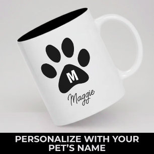 Custom Name Paw Monogram Mug Gift for Dog Mum Dad