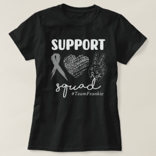 Custom Name Peace Love Brain Cancer Support Squad T-Shirt
