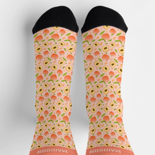 Custom Name Peach Pattern Socks (Top)