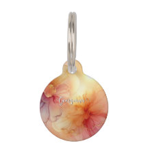 Custom Name Peach Raspberry Floral Alcohol Ink Art