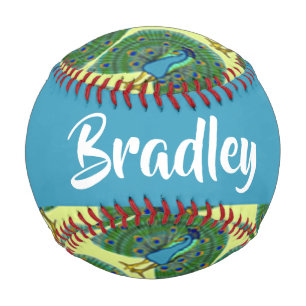 Custom name peacock pattern baseball