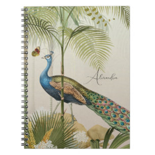 Custom Name Peacock with butterflies  Notebook