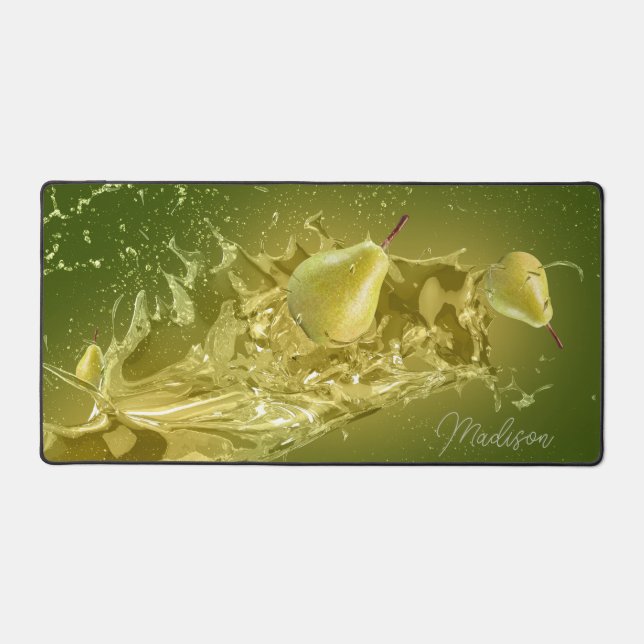 Custom Name Pear Splash Desk Mat (Front)
