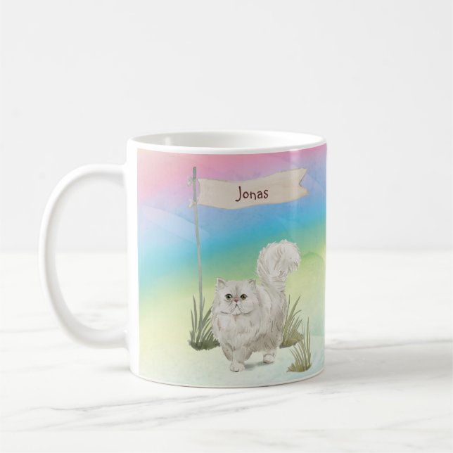 Custom Name Persian Cat Pet Coffee Mug (Left)