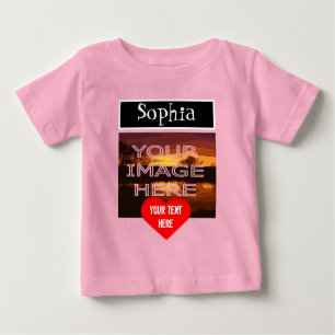 Custom Name Personalised Baby T-shirt With Photo
