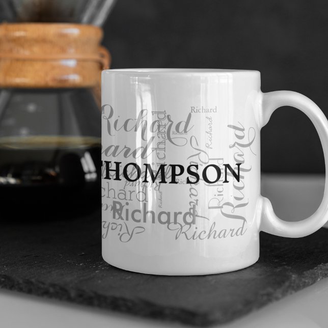 Custom name personalised black typography mug (Creator Uploaded)