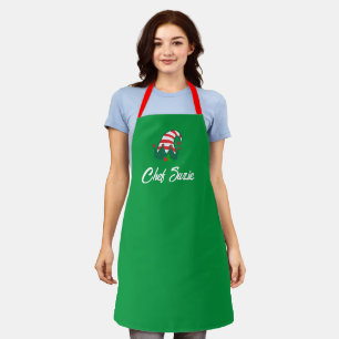 Custom Name Personalised Christmas Elf Hat Chef Apron