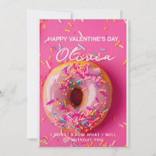 Custom Name Personalised Doughnut Valentines Day C Holiday Card