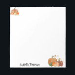 Custom Name Personalised Fall Pumpkins Notepad<br><div class="desc">Customisable name notepad stationery with painted fall pumpkins with faux glitter.</div>