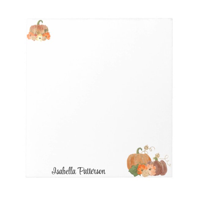 Custom Name Personalised Fall Pumpkins Notepad  (Front)