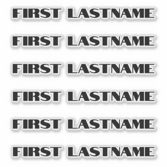 CUSTOM NAME — Personalised Labels Sticker Pack (Front)