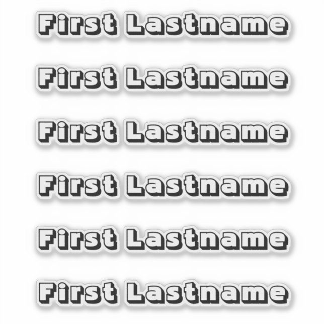 CUSTOM NAME — Personalised Labels Sticker Pack (Front)