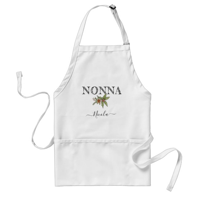 Custom Name Personalised Nonna Apron With Pockets (Front)
