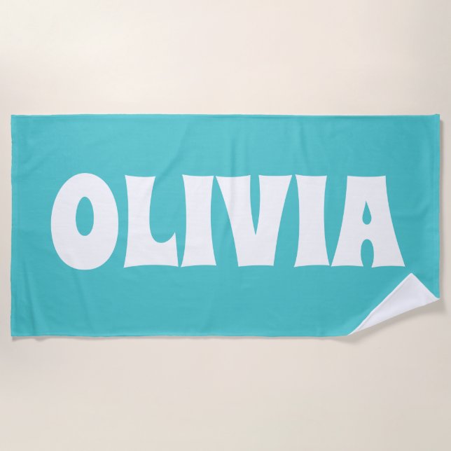 Custom Name Personalised Pool Birthday Vacation Beach Towel (Front)