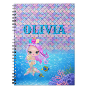 Custom Name Personalised Text Mermaid Notebook