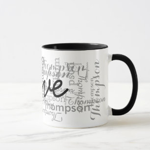 custom name personalised typography mug