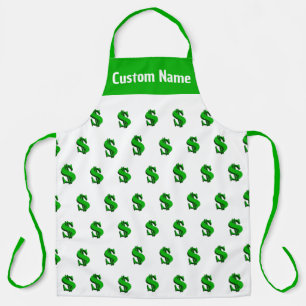 Custom Name Personalized Aprons, Money Dollar Sign Apron
