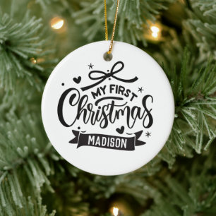 Custom Name Personalized Baby's First Christmas Ceramic Ornament