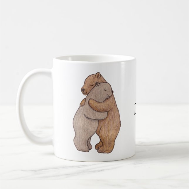 Custom Name Personalized Big Gentle Bear hug Coffee Mug (Left)