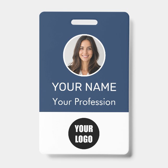 Custom Name Personalized Employee Company Logo  ID Badge (Front)