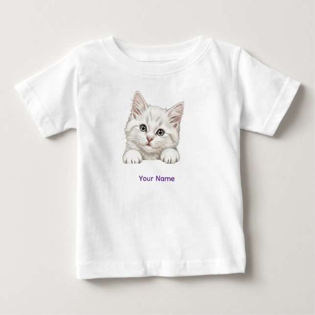 Custom Name Personalized Kitten Art Gift Baby T-Shirt (Front)