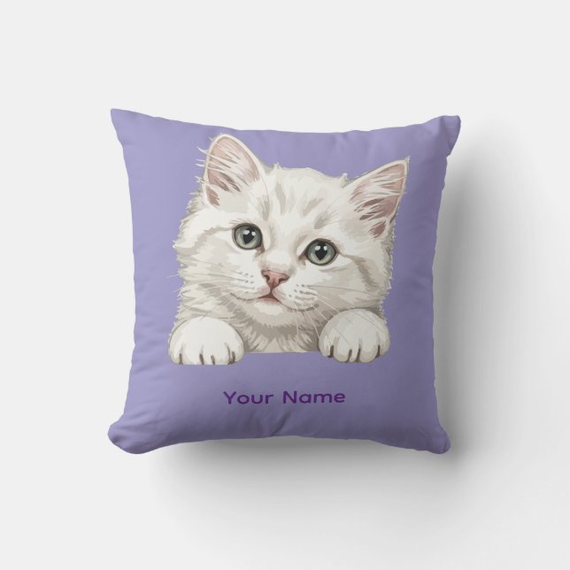 Custom Name Personalized Kitten Art Gift Cushion (Front)