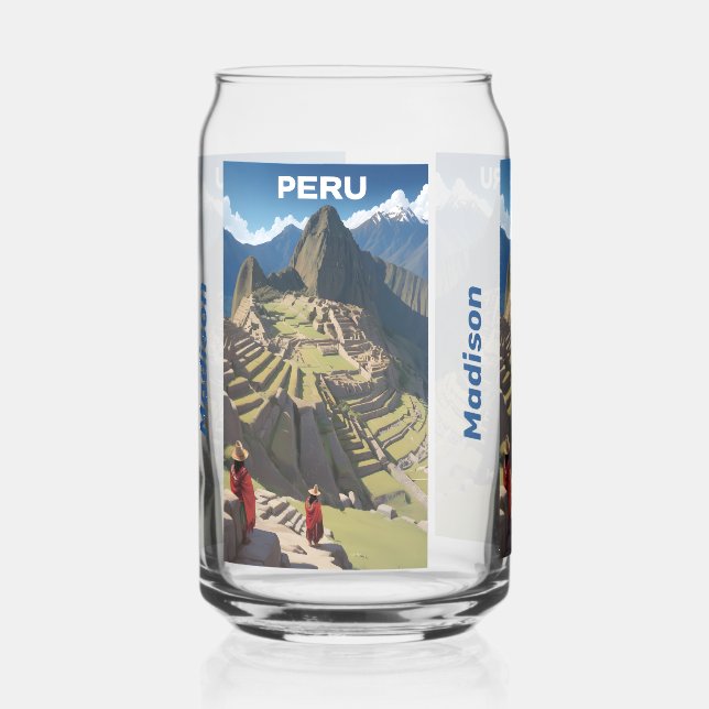 Custom Name Peru Machu Picchu Can Glass (Left)