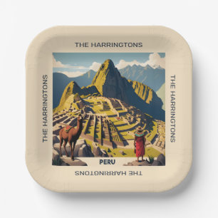 Custom Name Peru Machu Picchu Paper Plate
