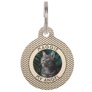 Custom Name Pet Parent Gift Chevron Pattern Tag