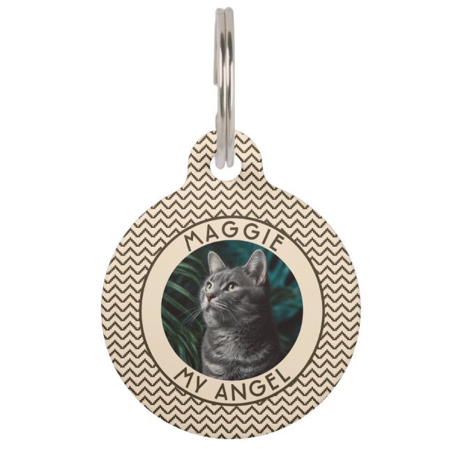 Custom Name Pet Parent Gift Chevron Pattern Tag (Front)