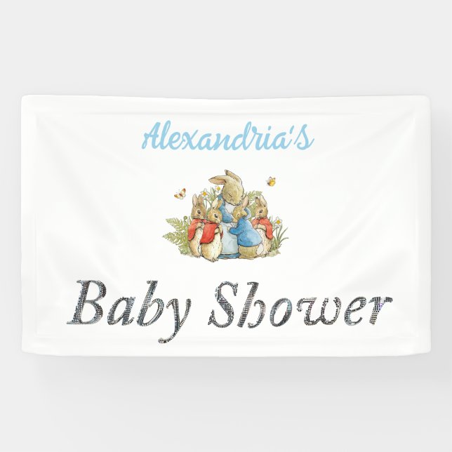 Custom Name Peter the rabbit Baby Shower Banner (Horizontal)