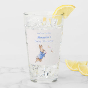 Custom Name Peter the rabbit Baby shower Glass
