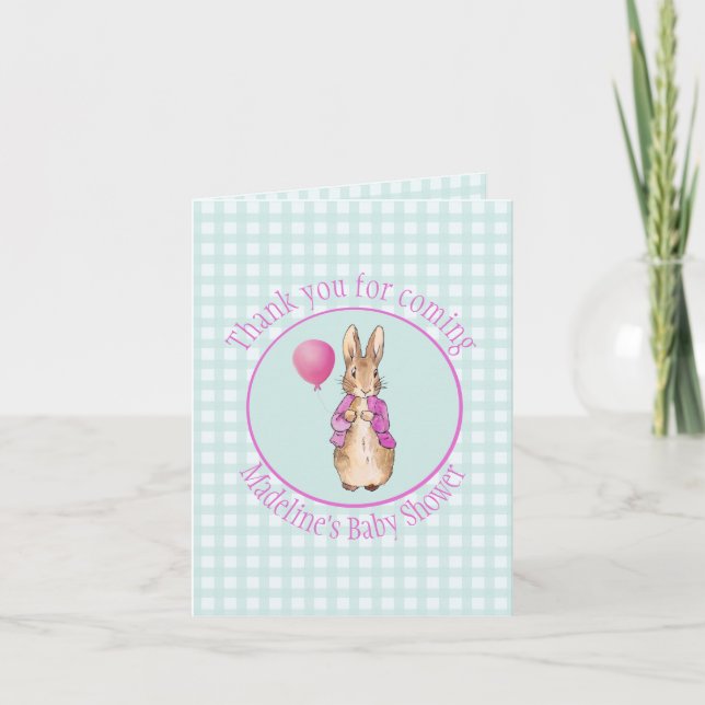 Custom Name Peter the rabbit Baby Shower Thank you Note Card (Front)