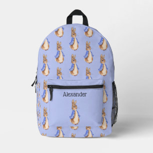 Custom Name Peter the rabbit blue background Printed Backpack