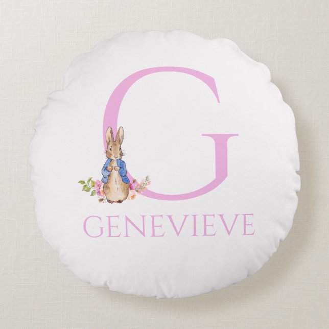 Custom Name Peter the Rabbit Round Cushion (Front)