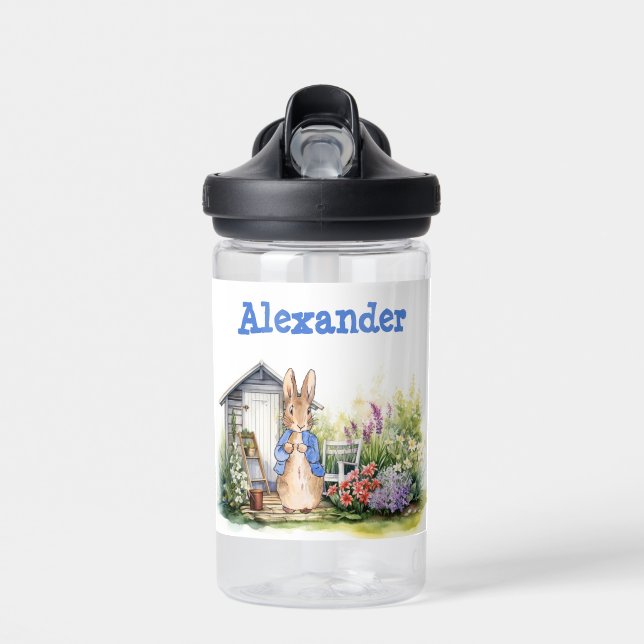 Custom Name Peter the rabbit  Water Bottle (Front)