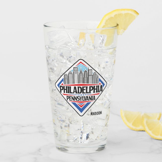 Custom Name Philadelphia Pennsylvania Glass (Back Ice)