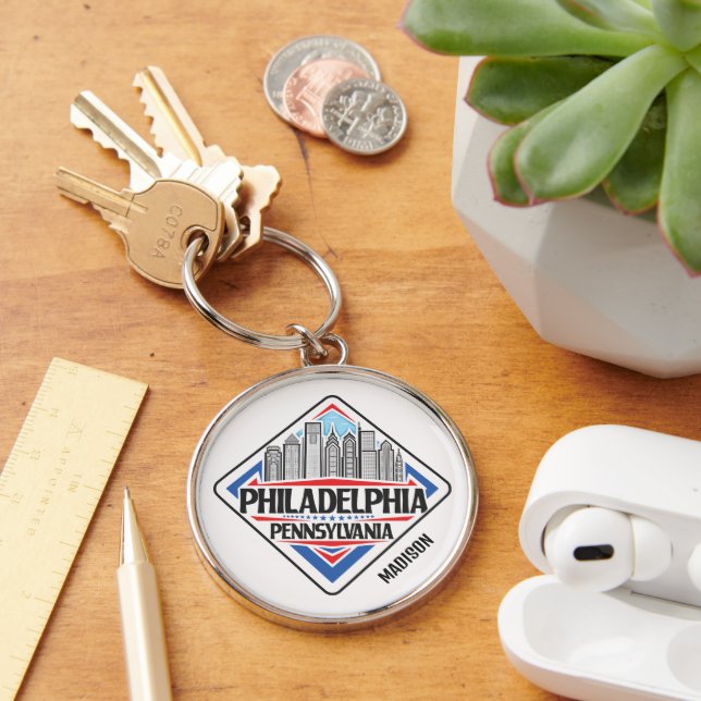 Custom Name Philadelphia Pennsylvania Key Ring (Desk)
