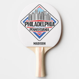 Custom Name Philadelphia Pennsylvania Ping Pong Paddle