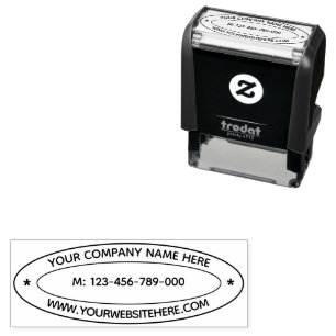 Custom Name Phone Website Oval Self-inking Stamp