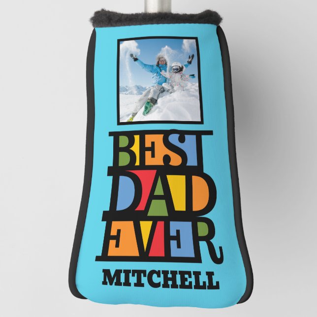 Custom Name Photo BEST DAD EVER Golf Head Cover (Rotate 90)