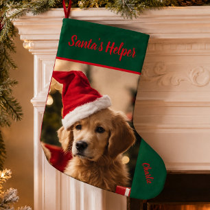 Custom Name Photo Pet Christmas - Santa's Helper Small Christmas Stocking