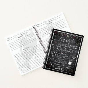 Custom Name & Photo Recipe Keeper Chalkboard Notebook