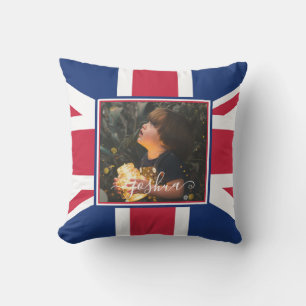 Custom Name Photo Template Union Jack Cushion