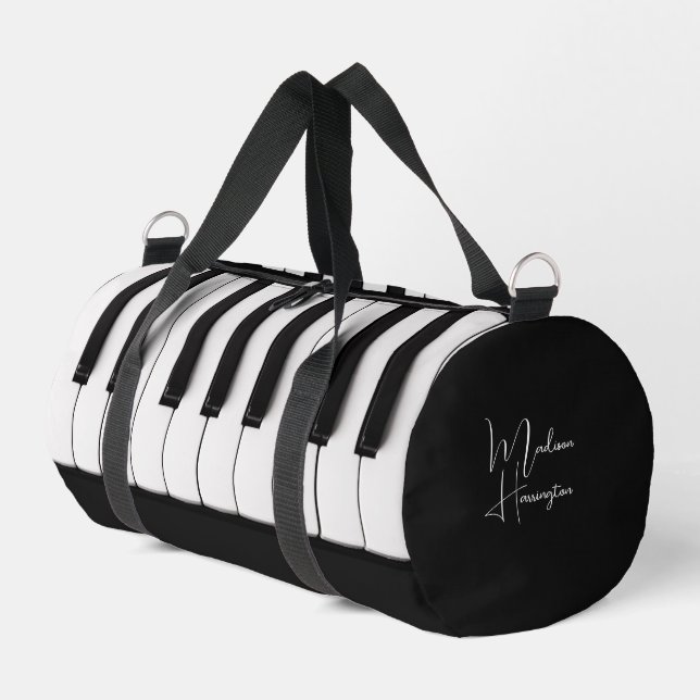 Custom Name Piano Keys Duffle Bag (Left Corner)